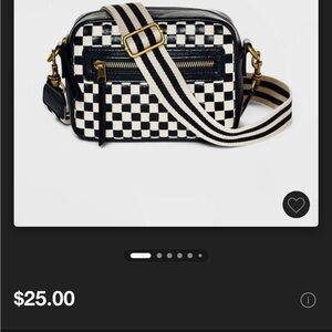 Checker Camera Crossbody Bag with Strap - Universal Thread™ Black/Cream